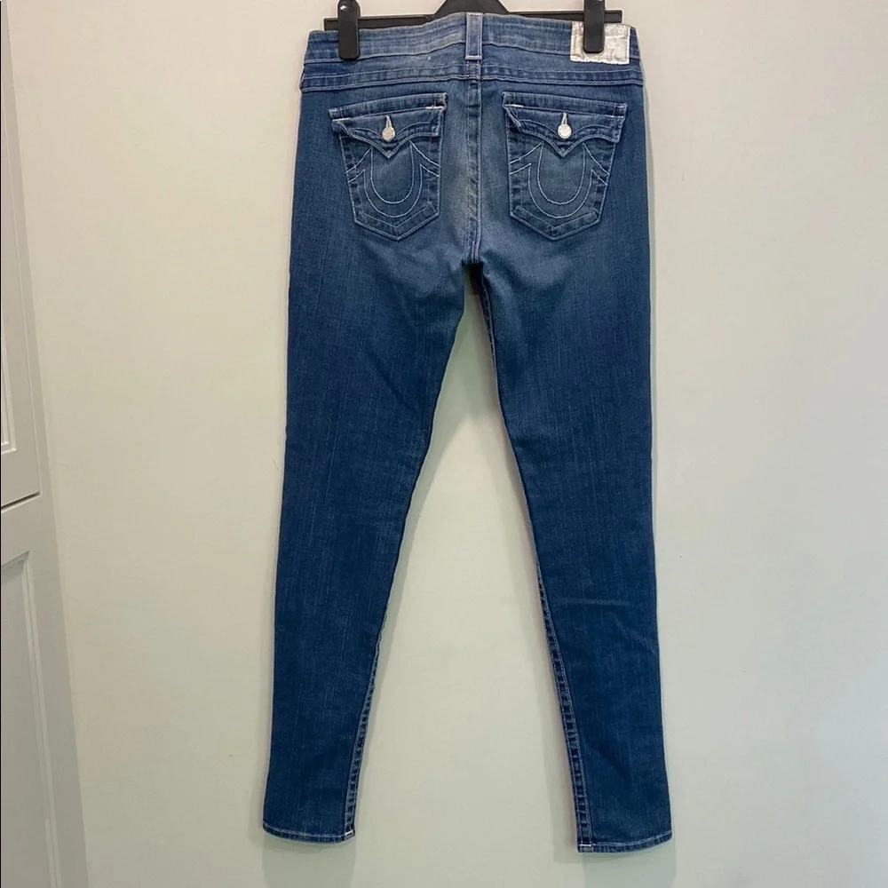 True Religion Jodie Blue Skinny Jeans with Diamond Buttons Size 30 - Picture 2 of 15